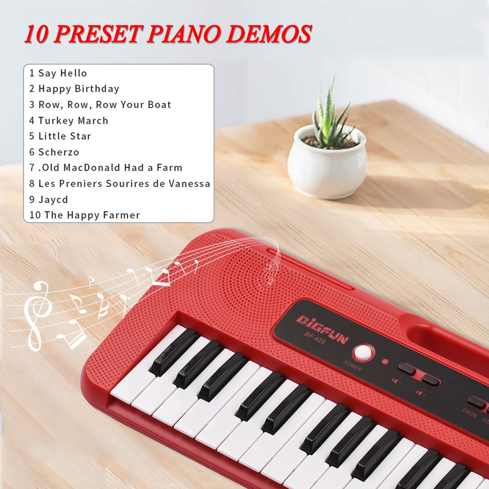 BIGFUN Keyboard Piano 37 Keys Portable Piano Keyboard with Mini