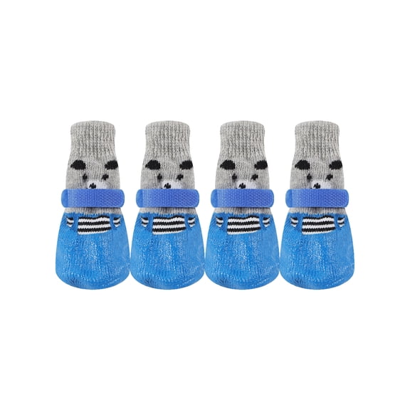 Zapatos reflectantes para mascotas Greeniant 4 piezas botas de lluvia para nieve calcetines impermeables Azul METRO