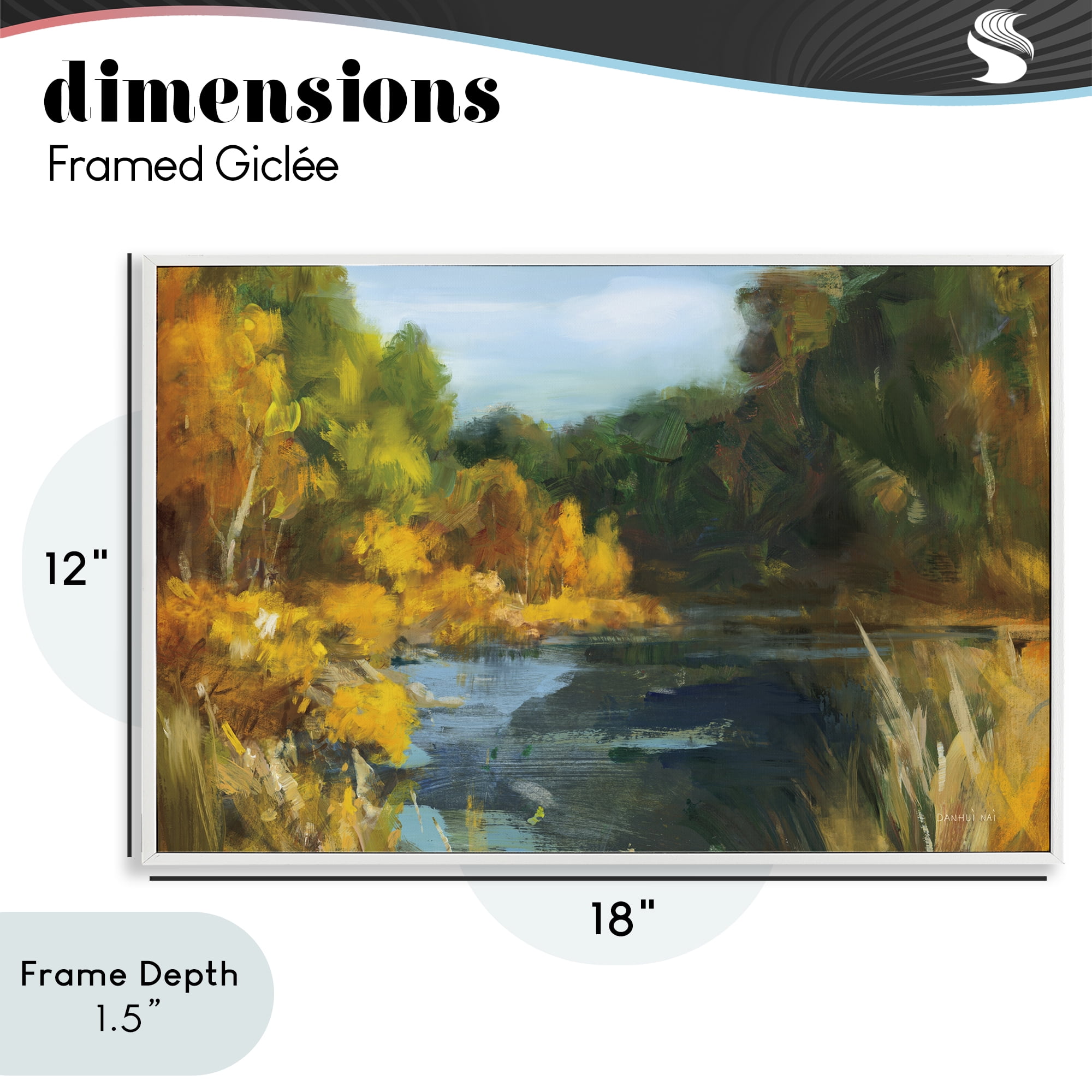 Stupell Industries Autumn River Bend Abstract White Framed Giclee Art, design by Danhui Nai