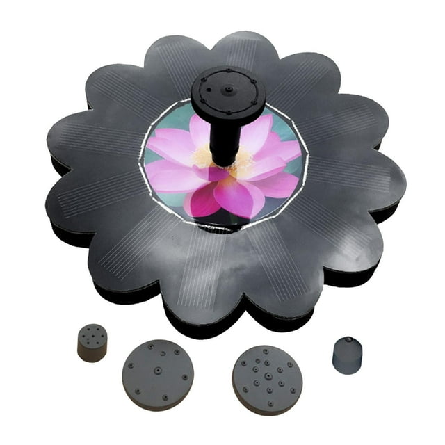 Solar Floating Fountain Pump w/ 5 Spray Pattern Heads Outdoor Pool Ornaments 800mA Battery