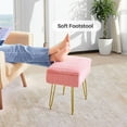 thumbnail image 5 of Vanity Stool with Storage, Vanity Stool Chair, Faux Fur Makeup Stools with Gold Metal Legs, Small Footrest Footstool Ottoman, Multifunctional Makeup Chairs for Bedroom (Pink), 5 of 6