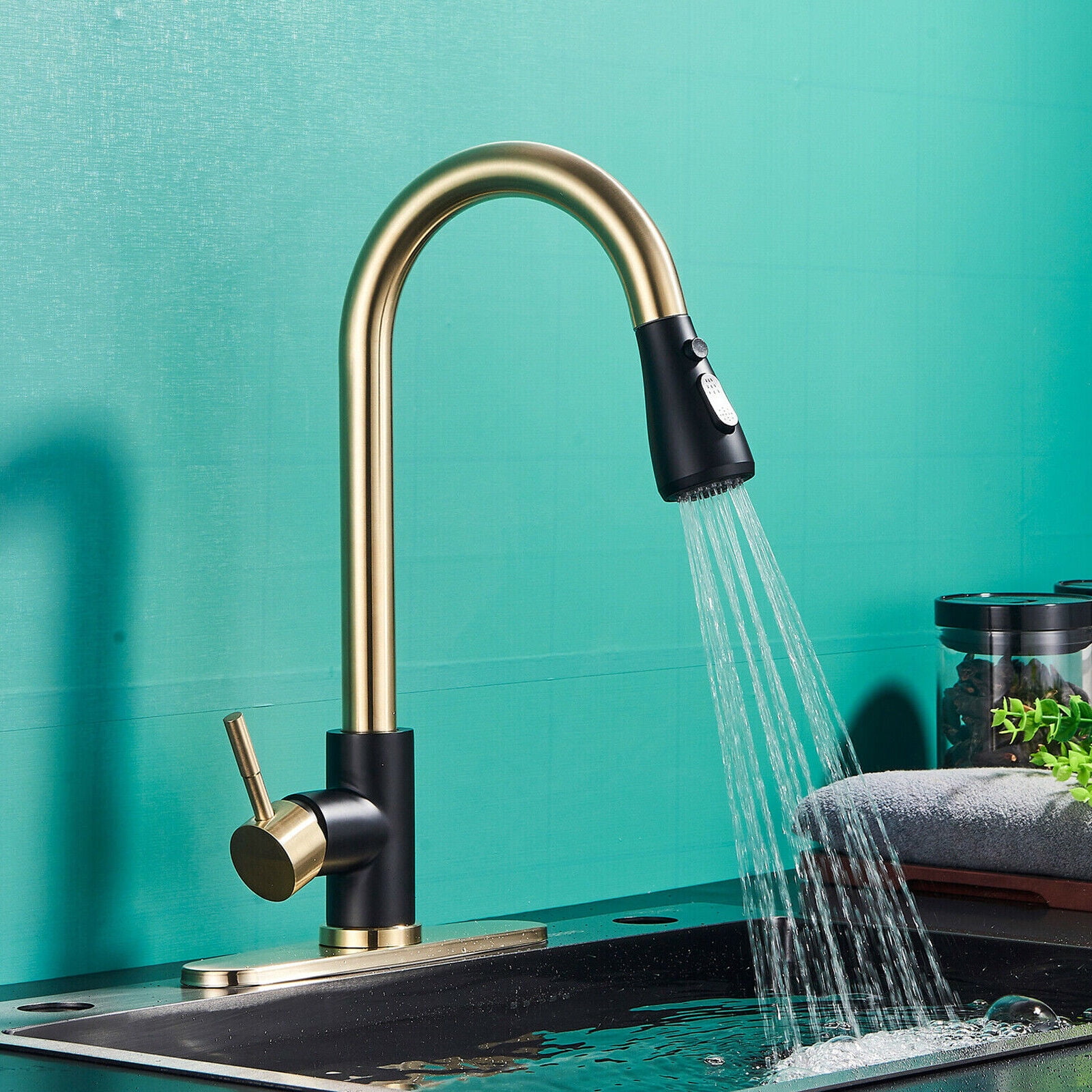 CES Commercial Kitchen Sink Faucet Stainless Steel Single Handle Pull