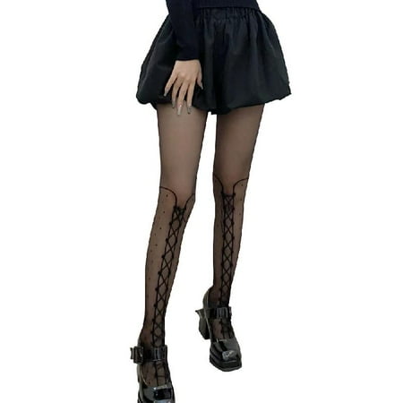 

Japanese Style Ladies Sheer Pantyhose Lace-Up Bandage Bottoming Tights Stockings