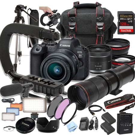 Canon EOS R6 Mark II with 24-50mm 420-800mm Super Telephoto Lens 128GB Extreme SD Card and More