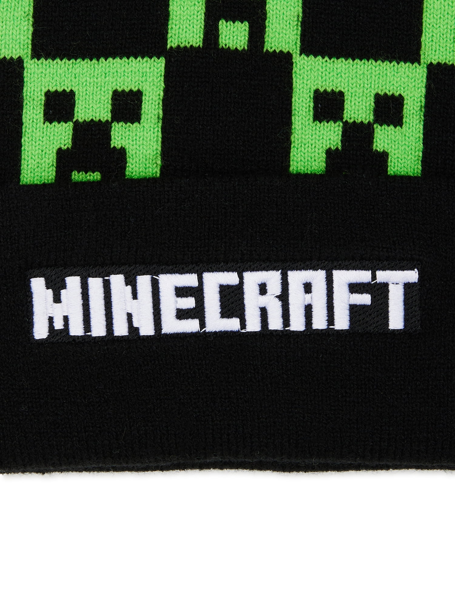 Minecraft Embroidered Check Beanie Black Green