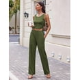thumbnail image 3 of Ekouaer Women's Pajama Sets 3 Piece Lounge Set Long Sleeve Cardigan Sleeveless Top Pants Sweatsuit, 3 of 6