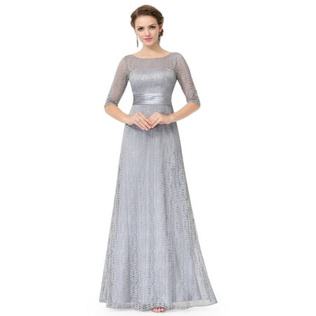 Ever-Pretty Women's Elegant Long A-Line Floral Lace Formal Evening Wedding Guest Mother of the Bride Dresses for Women Grey 4 (Best Wedding Gowns Ever)
