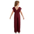 thumbnail image 3 of Jowowha Kids Girls Ruffled Wide Leg Maxi Summer Jumpsuit Playsuit Chiffon Party Rompers Overalls Burgundy 8, 3 of 7