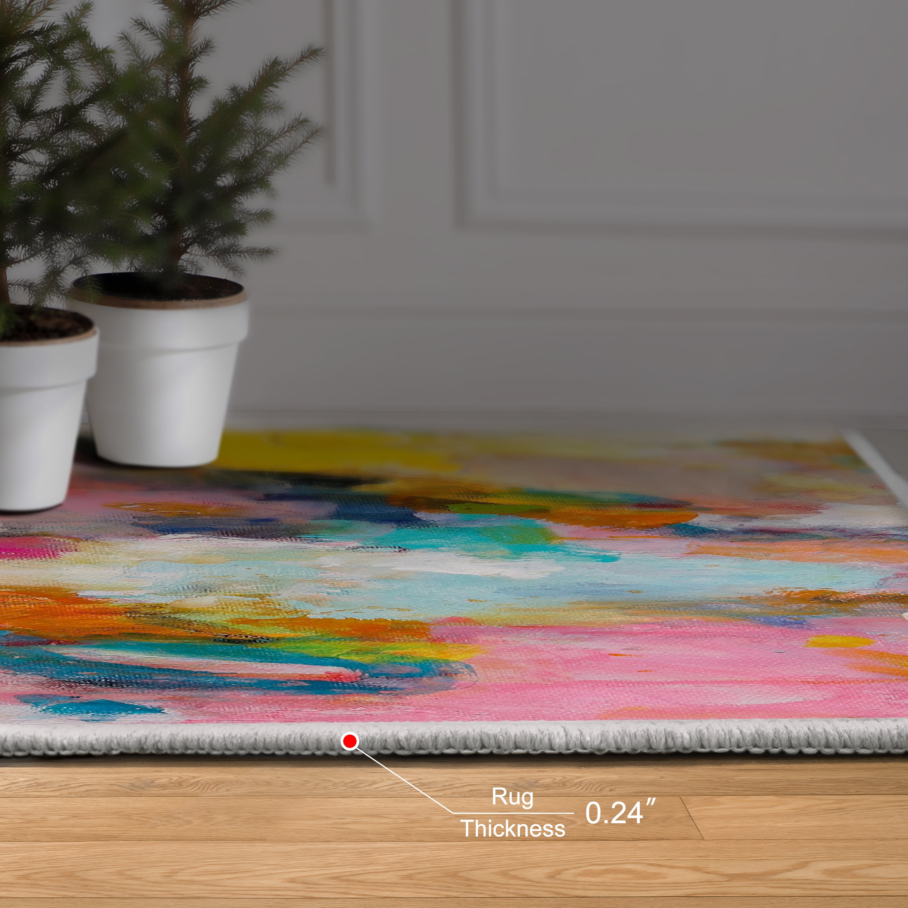 A Colorful Mindset Washable Abstract Art Area Rug size 8'x10', Power-loomed, Heavenly Softness with Non-Slipping Backing