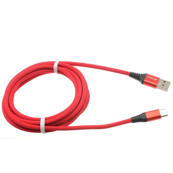 Type-C Red 10ft USB-C Cable for Samsung Galaxy A73 5G,A53 5G,A33 5G,A13 5G,A03s Phones - Charger Cord Power Wire Long Braided