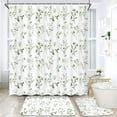 thumbnail image 2 of FRAMICS 16-Piece Watercolor Floral Shower Curtain Sets with Rugs, Sage Green Botanical Bathroom Sets, Waterproof Fabric Bathroom Curtain Decor with Hooks, 2 of 10