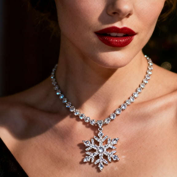 New Hollow Snowflake Necklace for Women Minimalist Luxury Design Heavy-Duty Rhinestones Choker-Style Collarbone Chain Fashionable Evening Gown Accessory