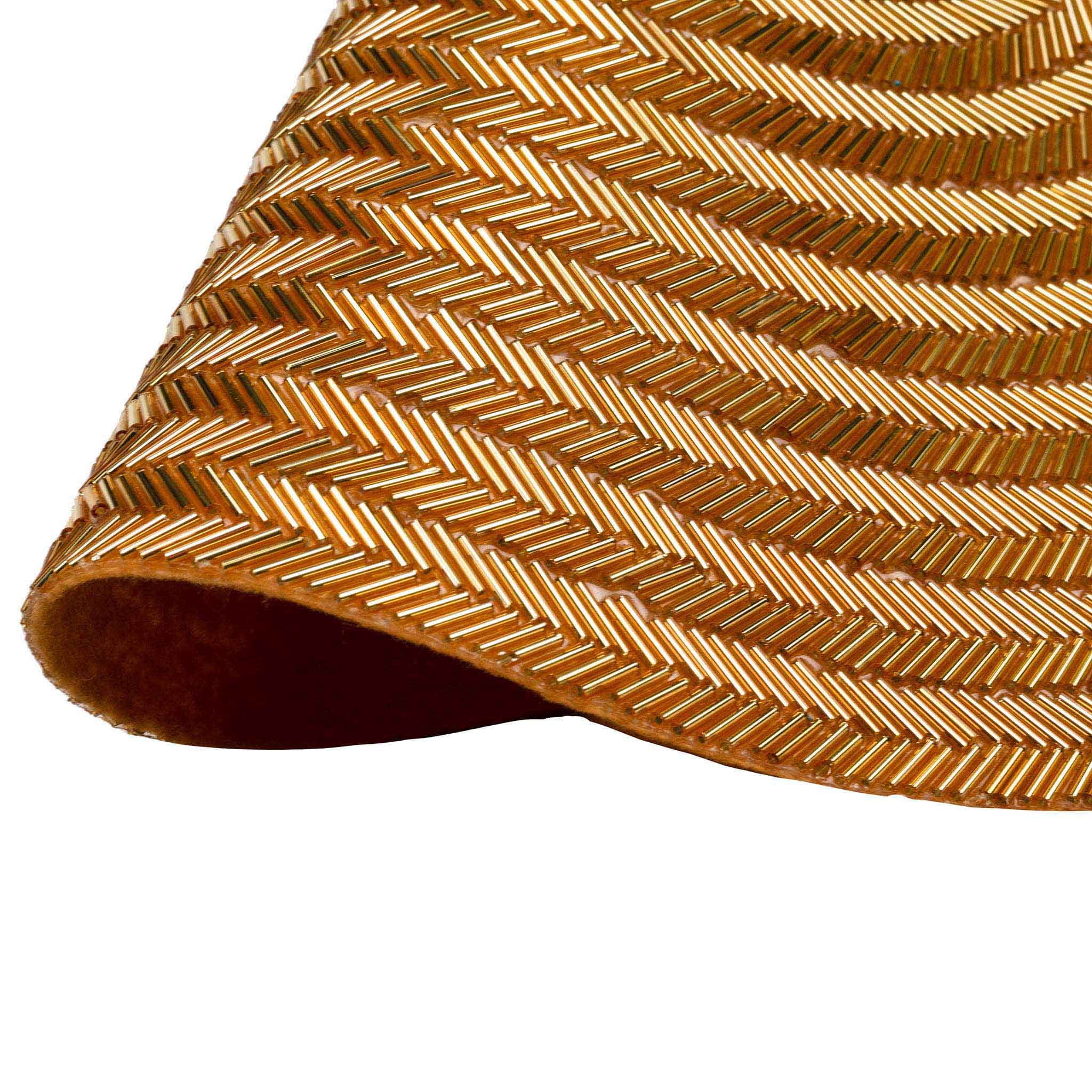 Gilded Round Beaded Placemat - Gold