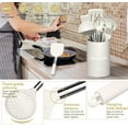 thumbnail image 3 of Kitchen Utensils Set- 30 PCS Cooking Utensils with Turner, Spatula, Spoon, Tongs, Grater, Heat Resistant Food Grade Silicone Kitchen Gadgets Tools Set for Nonstick Cookware (White), 3 of 9