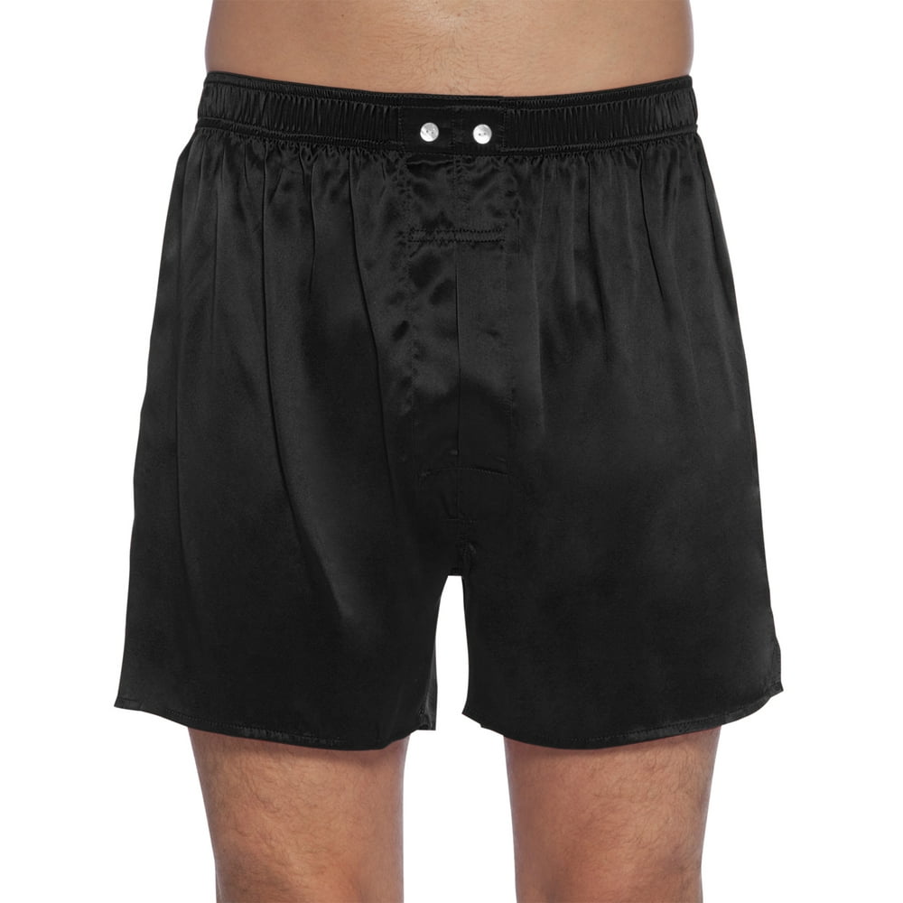 Intimo - Intimo Mens Classic Stretch Silk Boxers, Black, Large ...