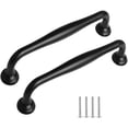 thumbnail image 1 of Paquete de 8 manijas para puertas y cajones de cocina de 96 mm en color negro con tornillos de montaje, 1 of 5