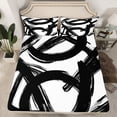 thumbnail image 2 of Homewish Black Stripes 4 Pieces Queen Sheet Sets for Teens Boys Girls,Geometric Lines Ultra Soft Flat Sheet,Vintage Aesthetic Queen Fitted Sheet,Breathable Home Decor, 2 of 7