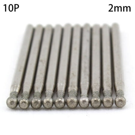 

10Pcs Diamond Coated 2mm Spherical Circular Head Mounted Points Grinding Drill