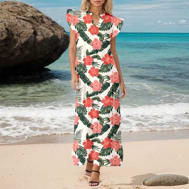 WILLBEST Vestido Informal De Mujer Para Uso Diario, Vacaciones, Casa, Diseño Fluido De Línea A Con Detalle Floral Estampado Para Primavera, Verano Y Otoño.