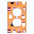 thumbnail image 2 of Metal Light Switch Wall Plate Outlet Cover (Coffee Mocha Espresso Tea Pot Kettle Maker Festive Cup Orange Pattern - Single Duplex), 2 of 2
