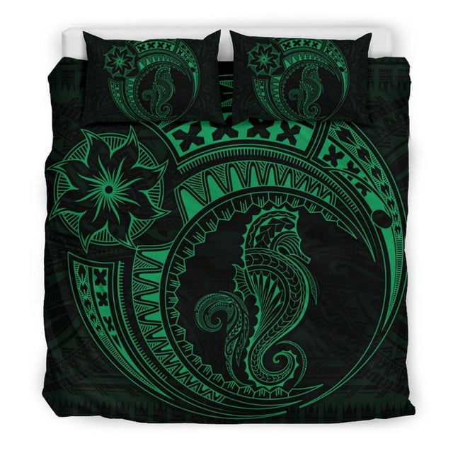 Juego de Funda Nórdica Caballito de Mar Polinesio - Polynesian Tattoo Green