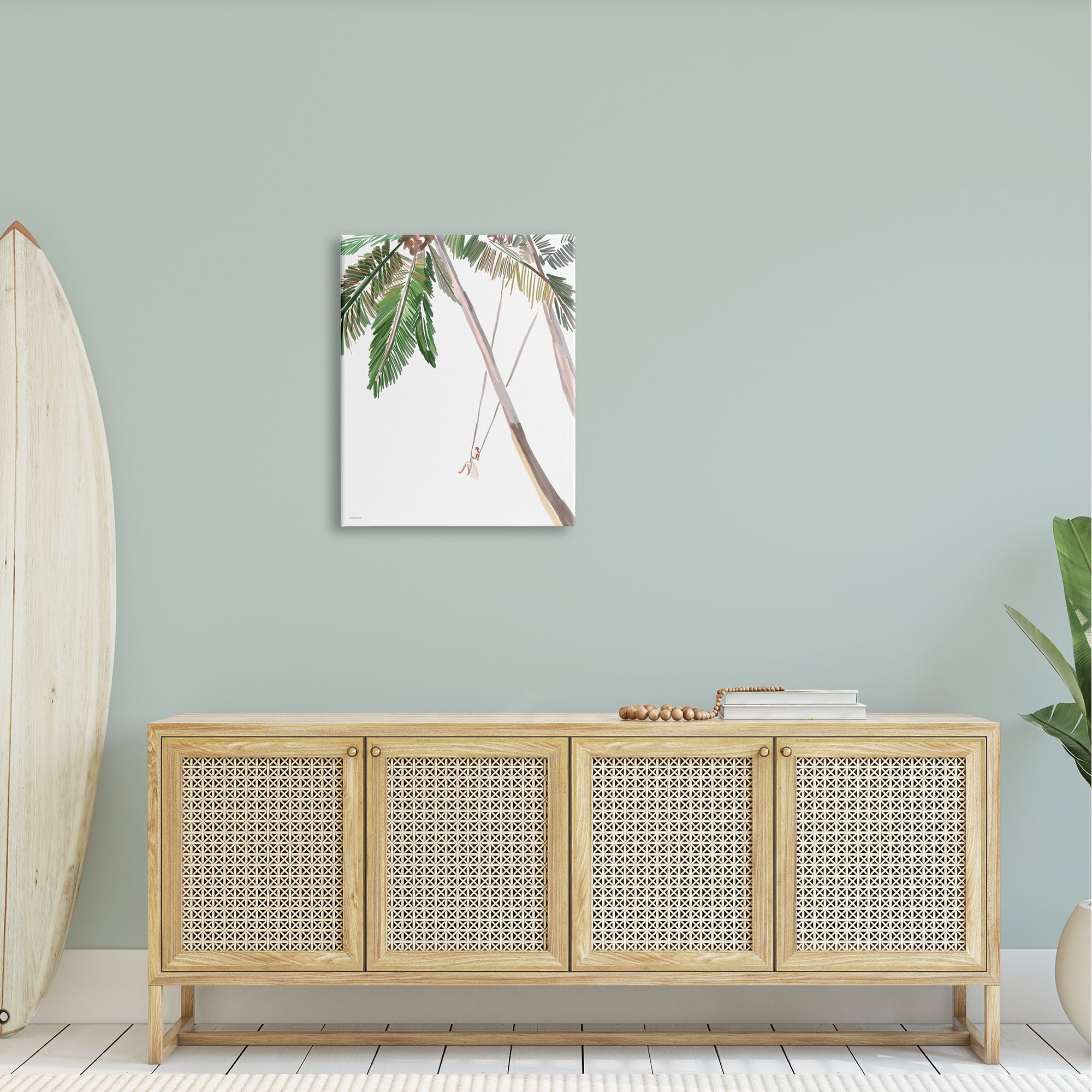 Stupell Industries Girl Swinging Tropical Palm Trees Casual Design Graphic Art Gallery Wrapped Canvas Print Wall Art, Design by Amelia Noyes