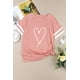 thumbnail image 4 of ABPHQTO Camiseta de manga corta a rayas con estampado de corazones y bocetos rosas para mujer, 4 of 5