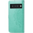 thumbnail image 3 of Wallet Case for Google Pixel 6,Mandala Pattern PU Leather Flip Phone Case with Strong Magnetic Clasp and Cash Card Slots Holder Cover for Google Pixel 6 MTL Green, 3 of 15