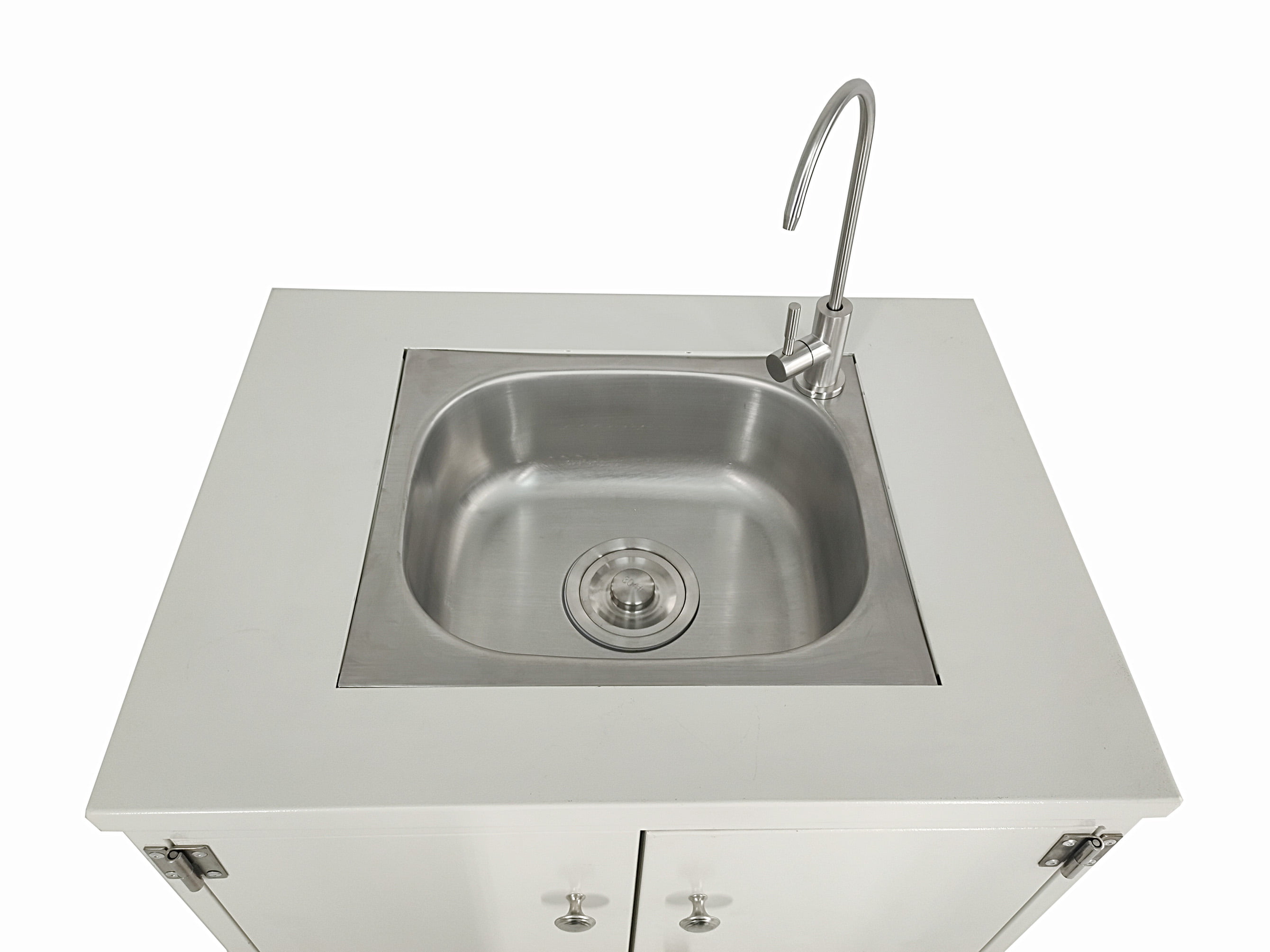 Steel Cabinet Portable Sink Self Contained Hand Wash Station Mobile Sink  Water Fountain Water Supply 110V/12V Powered Built-in Pump Water Jugs NOT  included 24 X 18 X 30 CABINET SIZE 10094 