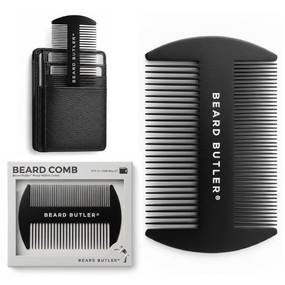 Cartera metálica con forma de peine para barba y mayordomo «The Original» de acero inoxidable