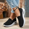 thumbnail image 3 of Women's Orthopedic Slip On Sneakers with Air Cushion Lightweight Non Slip Walking Shoes Breathable Stretchy Platform Loafers Black Size 7.5, 3 of 5