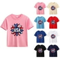 thumbnail image 5 of ZACPNCV Kids Boys Girls USA Letter Print Tees Short Sleeve Crewneck Holiday Tops Patriotic Graphic Shirts Loose Independence Day Clothes White 5-6 Years, 5 of 5