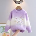 thumbnail image 2 of 2025 Enfants Filles Garçons Motif Col Rond Manches Longues Chandail Décontracté Tricoté Hauts 2-12 Ans Violet, 2 of 7