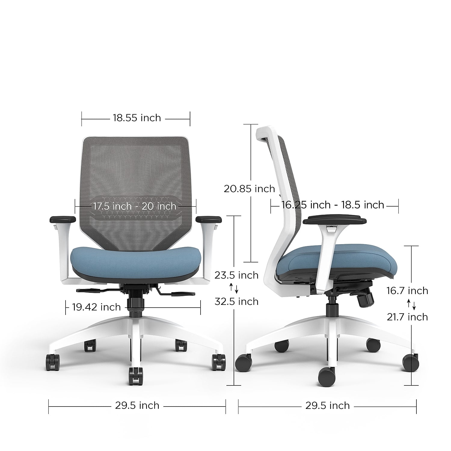Union & Scale Lewis Mesh Back Computer and Desk Chair Carolina UN55656-CC