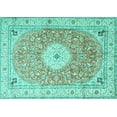 thumbnail image 1 of Ahgly Company Machine Washable Indoor Rectangle Medallion Turquoise Blue Traditional Area Rugs, 2' x 4', 1 of 4