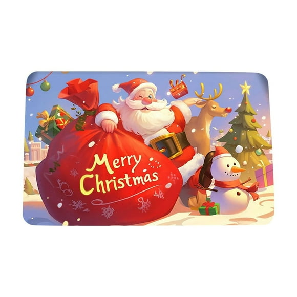 Christmas Door Mat 15.7 in x 23.6 in Absorbent Nonslip Polyester Floor Mat for Entryway Bathroom Kitchen