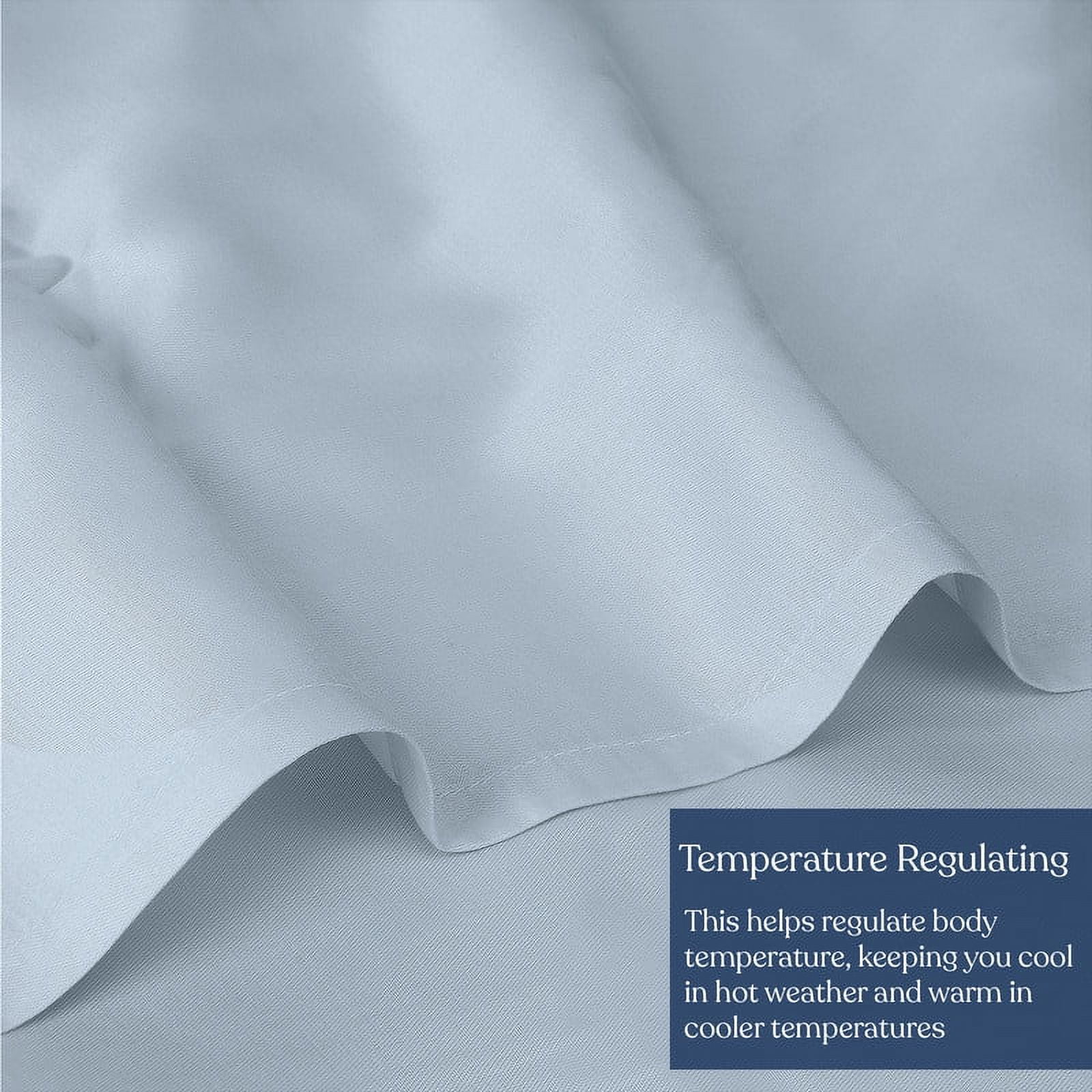 Delara 100% Eucalyptus Lyocell Tencel Bedding Sheet Bundle, King 7-Piece Set, Cooling, Silky Soft, Breathable Sheets, Light Blue