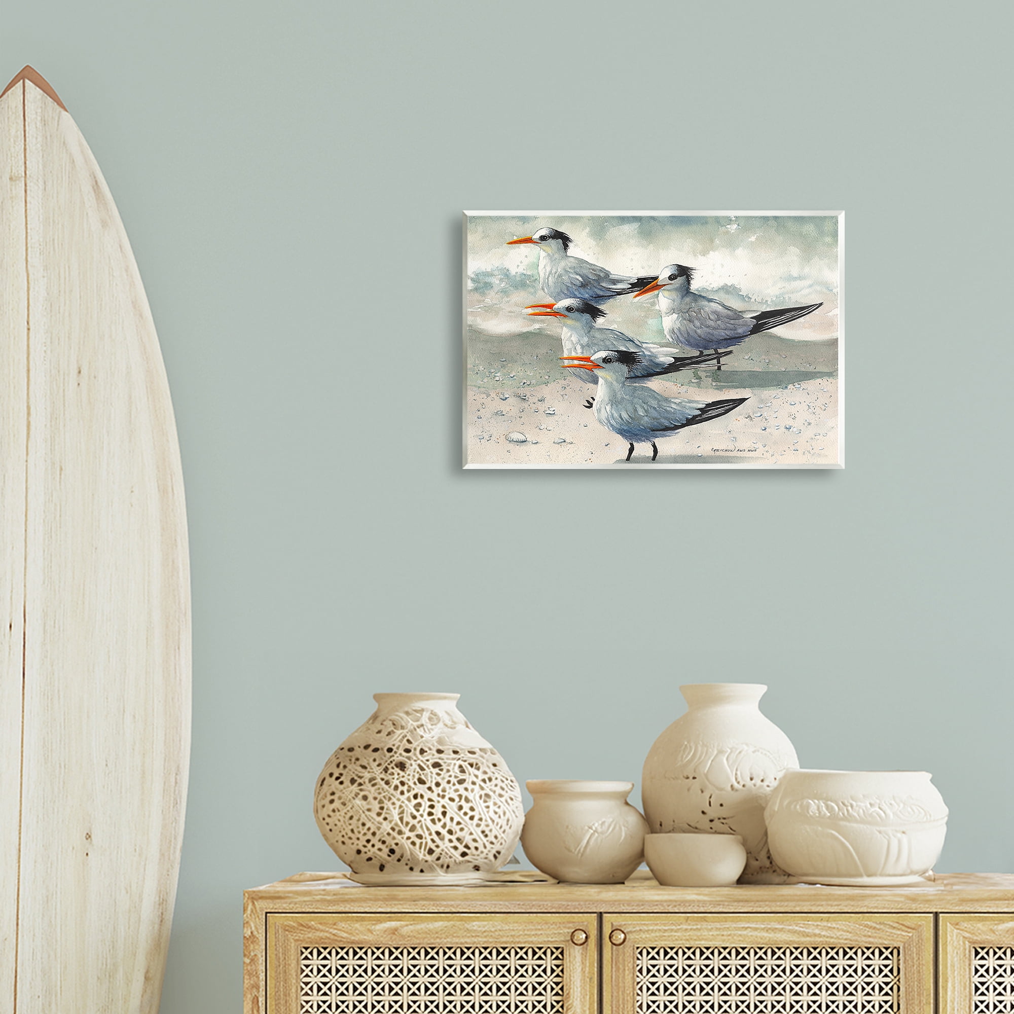 Stupell Industries Birds on Sandy Beach Animals & Insects Painting Unframed Art Print Wall Art, 19 x 13