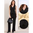 thumbnail image 2 of DARING DIVA Women's V Neck Sleeveless Button Down Striped Trendy Waistcoat XS Black, 2 of 6