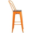 thumbnail image 6 of Flash Furniture 4 Pk. 30" High Orange Metal Barstool with Back and Wood Seat, 6 of 8
