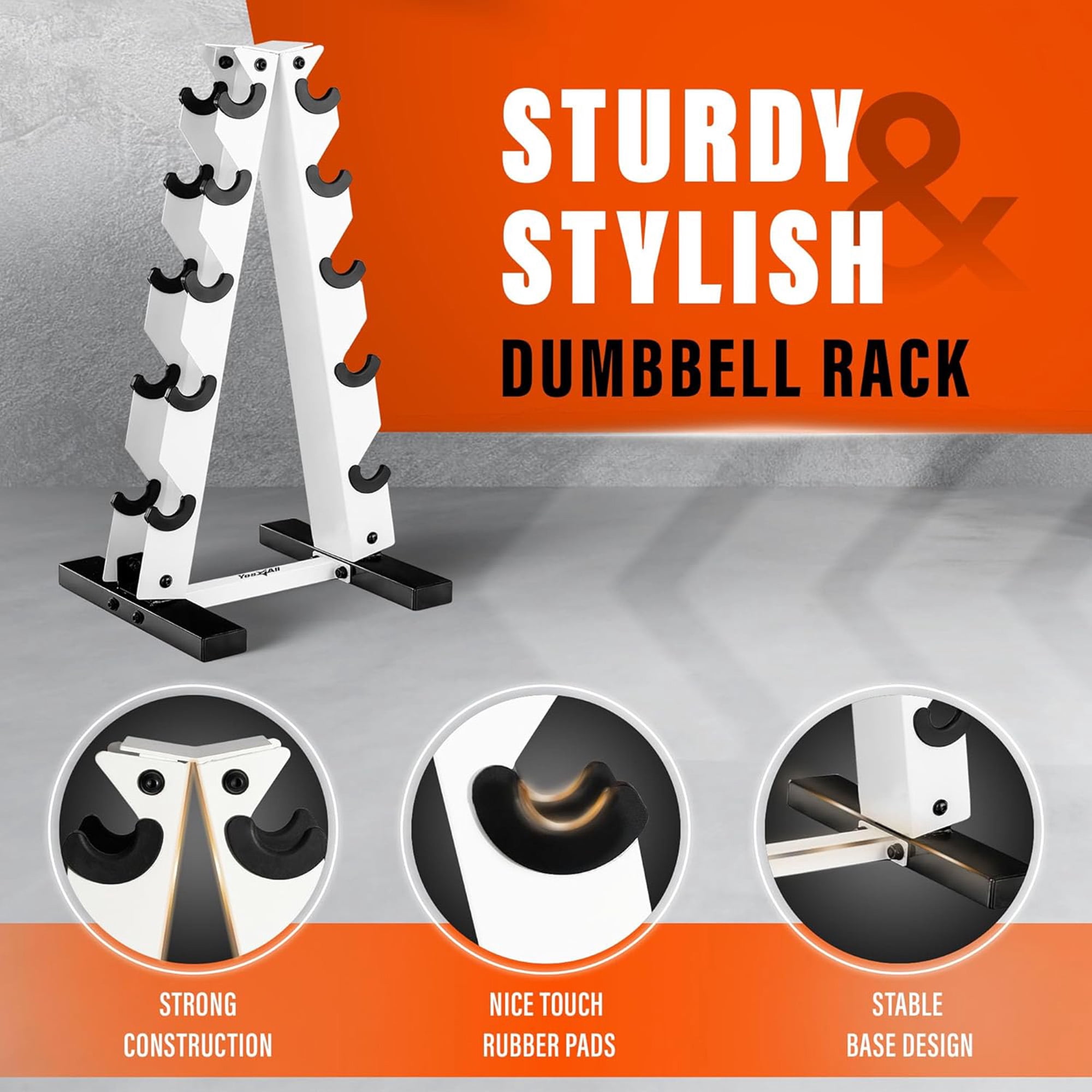 Metal A Frame Dumbbell Weight Rack 5 Tiers White