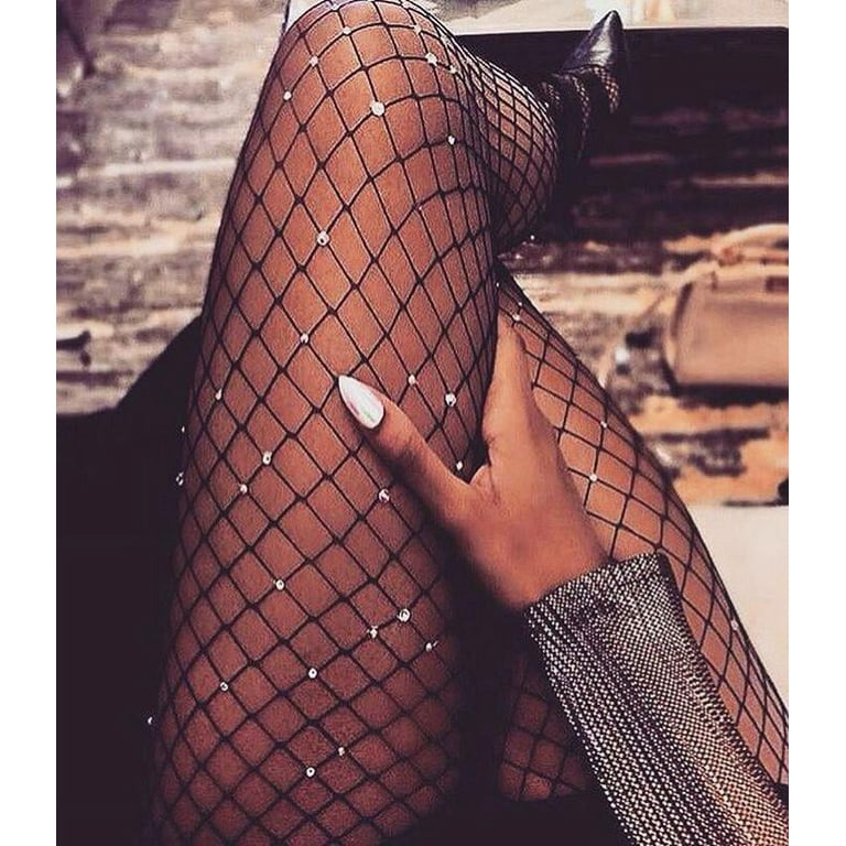 Sexy Women's Bling Crystal Rhinestone Fishnet Pantyhose Tights Stockings  Fashion