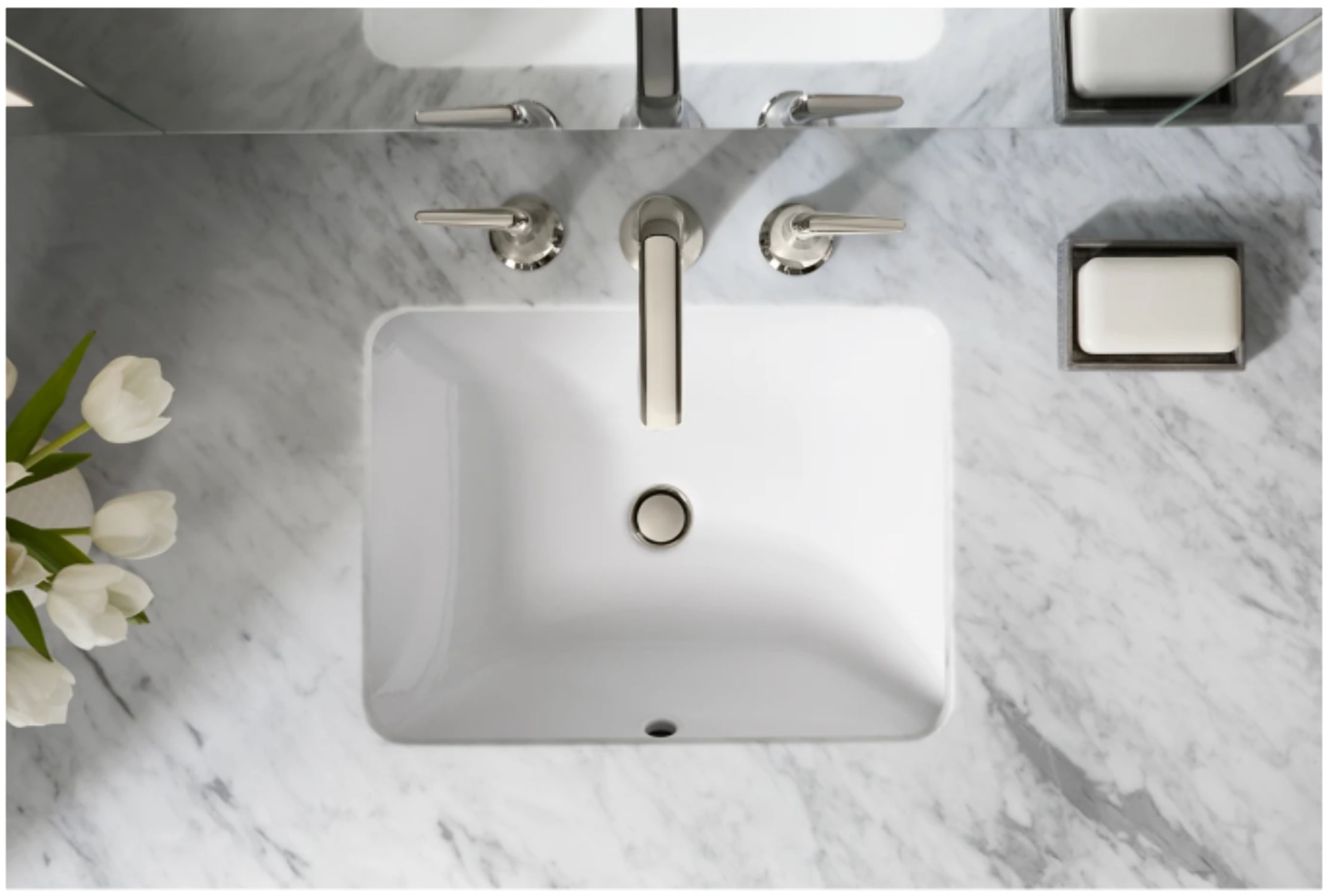 Open Box Kohler Caxton Rectangle Under-Mount Bathroom Sink with Overflow and Clamp Assembly, White