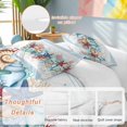 thumbnail image 2 of 3 Piece Sky Blue Ocean Starfish Duvet Cover Set Twin Size, Microfiber Comforter/Quilt Cover with Corner Ties and 2 Pillowcases, Summer Coastal Coral Conch All Season Soft Bedding with Zipper Closure, 2 of 8