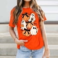 thumbnail image 2 of Trendfront Womens Halloween T Shirt Ghost Pumpkin Print Short Sleeve Crew Neck Cute Spooky Holiday Season Graphic Tees, 2 of 7