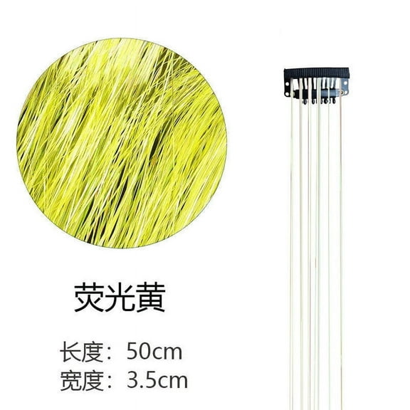 XmhyTop 8-Pack Heat-Resistant Glitter Sparkle Hair Tinsel Clips, 20-Inch Fairy Strands, Festival, Party & Gift Ideas, Shiny Hair Extensions for Women & ，Fluorescent Yellow