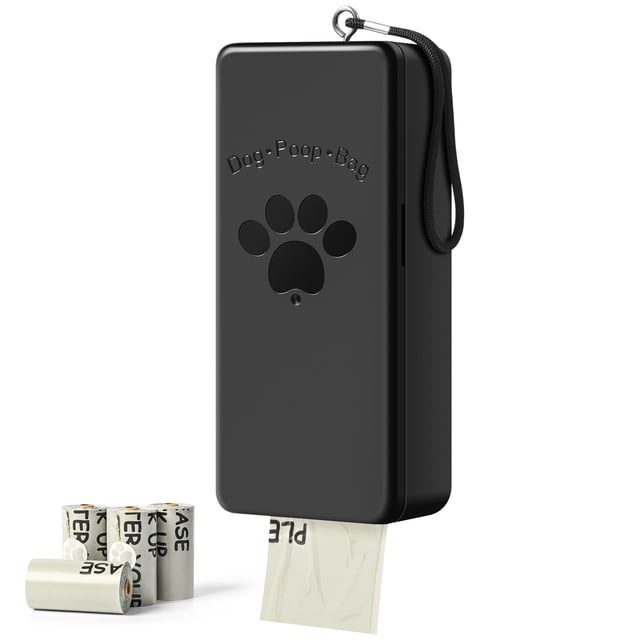 Dispensador de bolsas para excrementos de perro, plegable, montado en la pared, negro