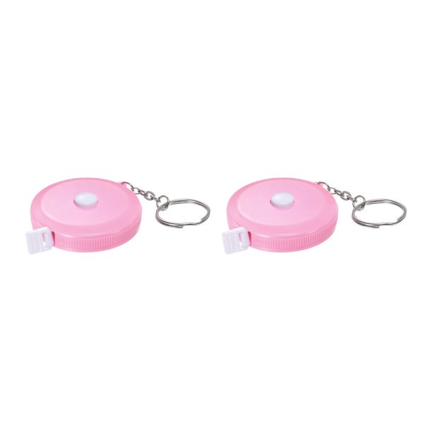 2uds Métrica Cinta 1,5M/60 Pulgadas Retráctil Sastres Métrica Cinta Bolsillo Tamaño con Llave Cadena para Cuerpo, Tela, Costura y Manualidades Medidas, Claro Rosa
