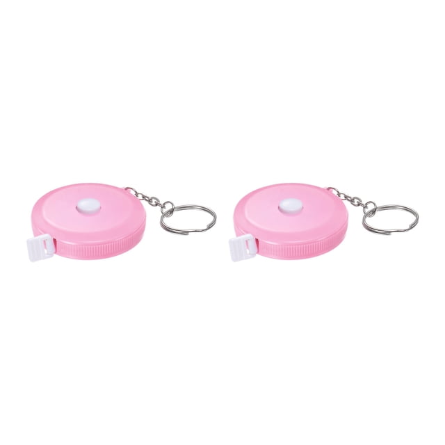 2uds Métrica Cinta 1,5M/60 Pulgadas Retráctil Sastres Métrica Cinta Bolsillo Tamaño con Llave Cadena para Cuerpo, Tela, Costura y Manualidades Medidas, Claro Rosa