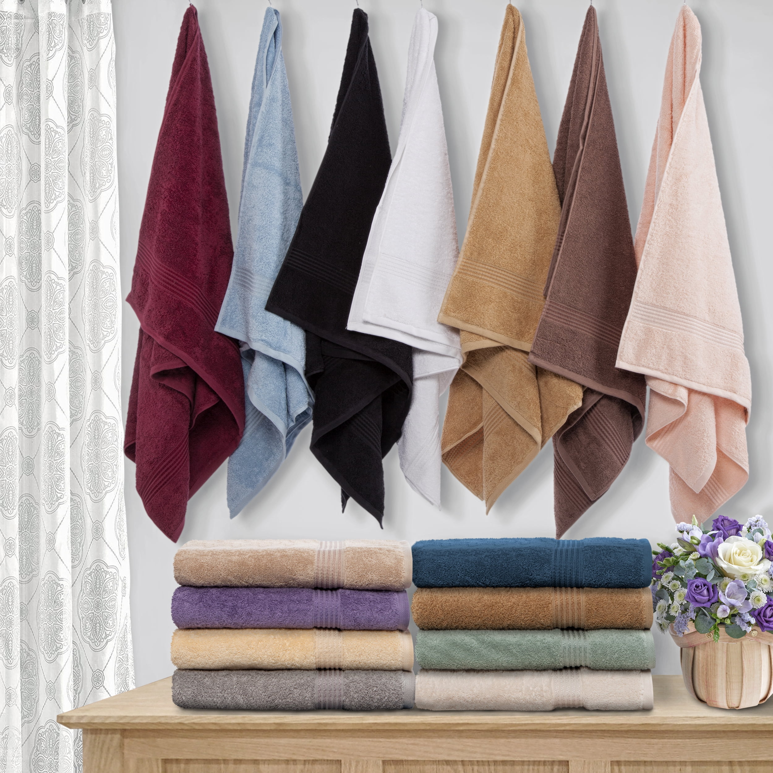 Derry Solid Egyptian Cotton Bath Towels, 6Piece Towel Set by